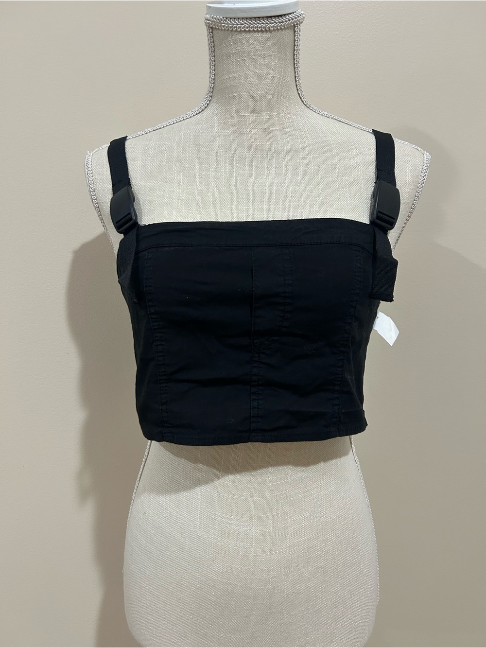 Zara Black Cropped Tank Top with Adjustable Buckle Straps
